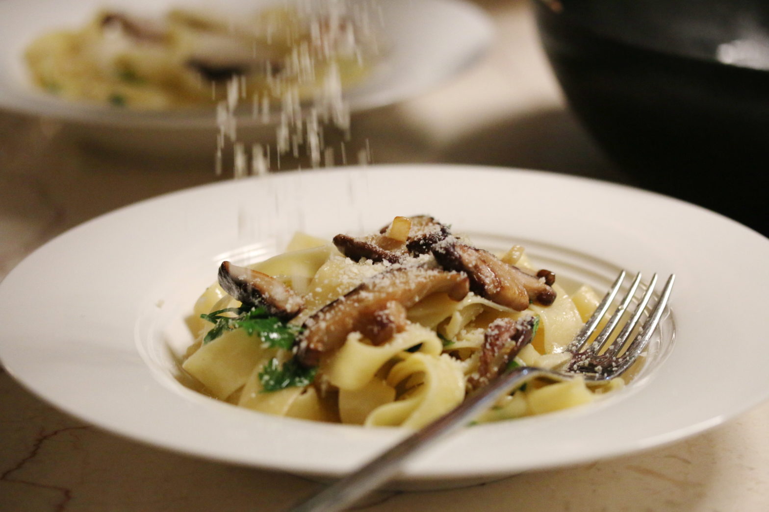 Testoviny s houbami shitake